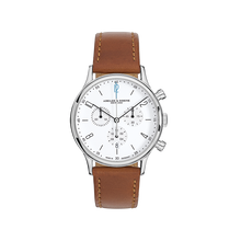 Laden Sie das Bild in den Galerie-Viewer, Abeler & Söhnle Herrenarmbanduhr mit congnac-farbenen Lederarmband