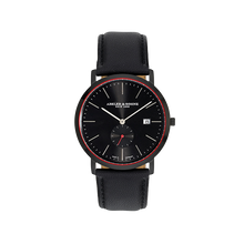 Laden Sie das Bild in den Galerie-Viewer, Abeler & Söhne Herrenarmbanduhr in schwarz mit Lederband