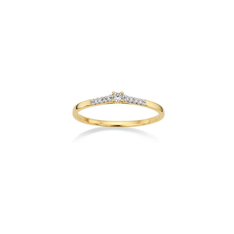 Damenring aus 585/- Gelbgold mit Diamanten