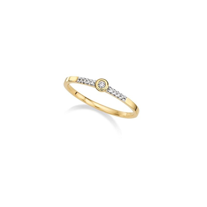 Damenring aus 585/- Gelbgold mit neun Diamanten